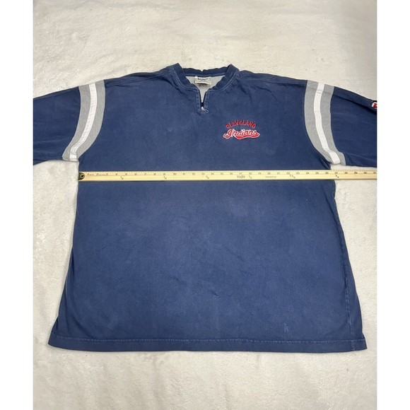 Vintage Lee Sport Cleveland Indians Embroidered Blue Oversized T-Shirt Size 2XL - Picture 4 of 6
